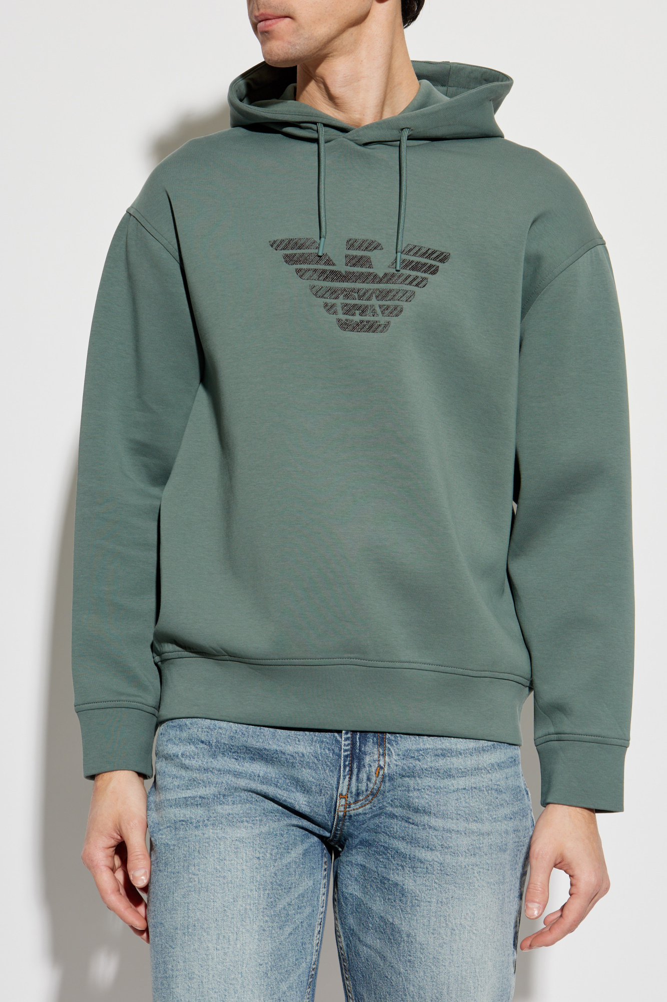 パーカー・フーディ EMPORIO ARMANI SS25 SWEATSHIRT (EM001396 AF10013 M8134) Double-jersey full-zip sweatshirt with embossed logo